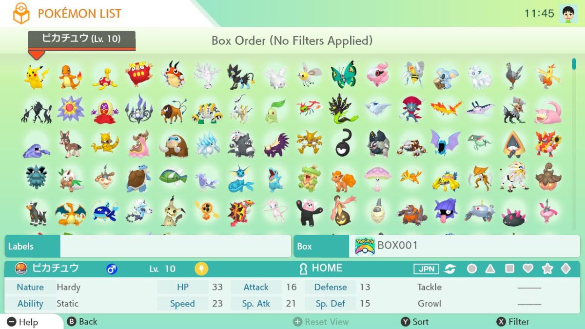Pokemon Home menu filled with Pokemon